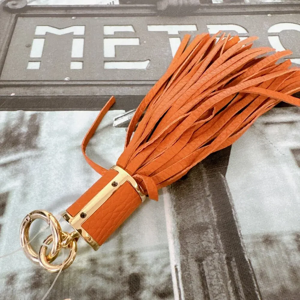 Michael Kors 35H6GKCK2L Tangerine Leather Tassel Key Charm NWT